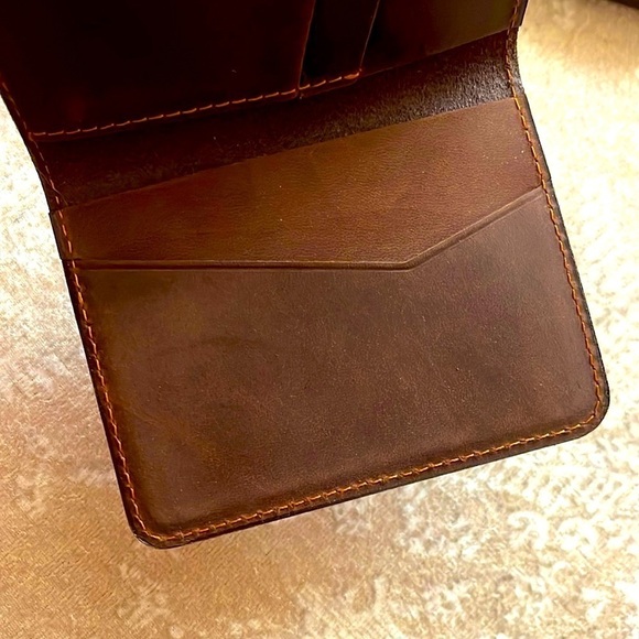 Brand New Genuine Leather Brown Slim Bifold Wallet Card Holder Handmade - Picture 6 of 16
